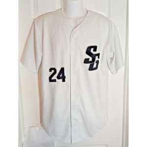 Teamworks (SG) #24 Baseball Jersey Adult Large (42-44) White/Blue